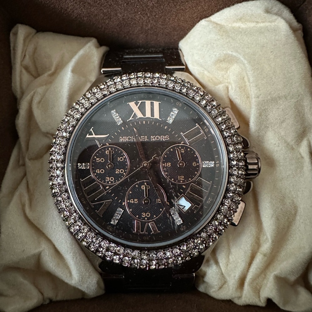 Michael Kors Black and Silver Chronograph Watch